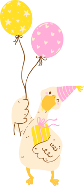 Sevimli Kız Kaz Yaş Günü Elde Balon Tutma Kuşu