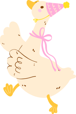 Şirin Mutlu Kaz Kaz Doğum günü Pembe Şapka Giyen Şapkalı Kaz