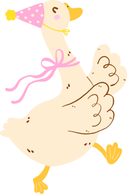 Şirin Mutlu Gülümseyen Kaz Kaz Doğum günü Pembe Parti Şapkası Giyen Kaz Kuşu