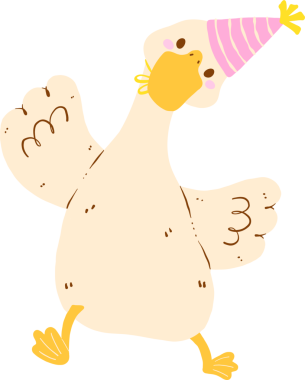 Şirin Mutlu Kaz Kaz Doğum günü Pembe Şapka Giyip Dans Eden Kaz