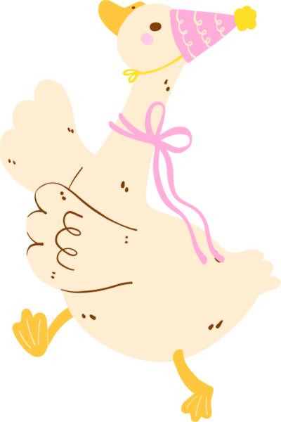 Şirin Mutlu Kaz Kaz Doğum günü Pembe Şapka Giyen Şapkalı Kaz