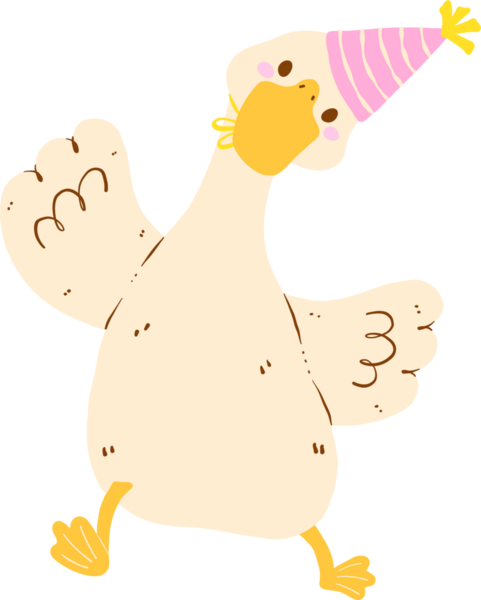 Şirin Mutlu Kaz Kaz Doğum günü Pembe Şapka Giyip Dans Eden Kaz