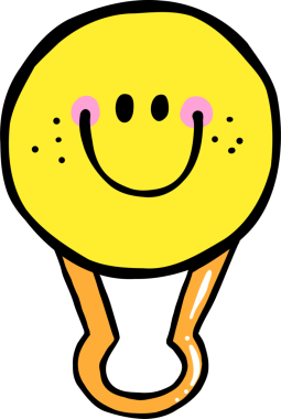 Havalı Retro Okul Malzemeleri Gülen Yüz Kağıt Ataç Karalama El Çizimi