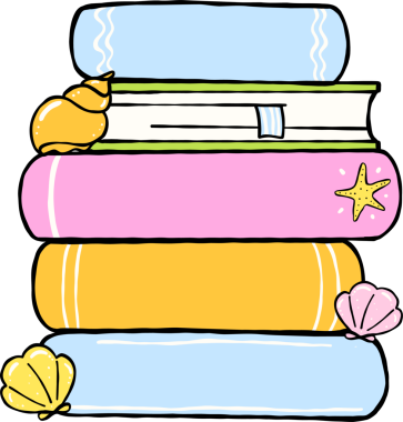 Yaz Okuma Yığını Yaz Sahili Temalı El Çizimi