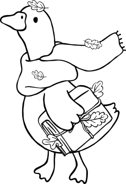 Fall Bookish Aptal Kaz Okuyan Eşarp Tutucu Kitap Çizgi Filmi Siyah ve Beyaz Çizim