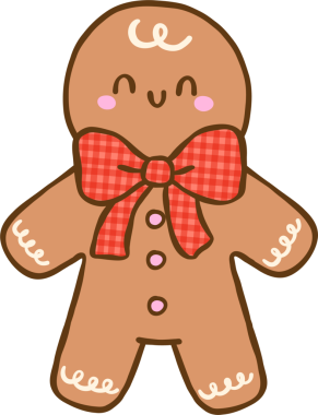 Kırmızı papyonlu Gingham Noel Zencefilli Adam El çizimi, Coquette Koleji Noel 'i