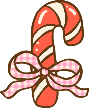 Noel Gingham Ekoseli Kırmızı Şeker Çubuğu Pembe Fiyonk El Çizimi, Coquette Koleji Noel