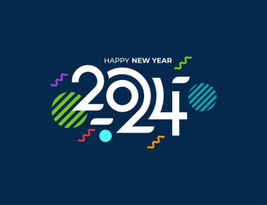Yeni yılınız kutlu olsun. Arka plandaki logo illüstrasyonunu selamlıyorum. Modern Renkli 2024 yeni yıl vektörü