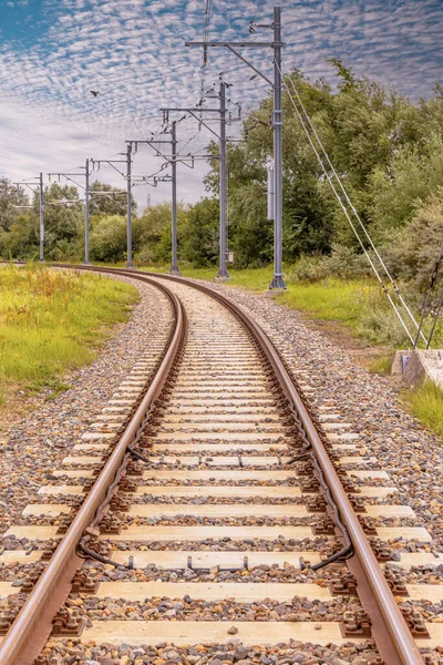 Elektrische Spoorweg Industriegebied Supply Chain Metafoor Voor Distributie Vracht Vracht — Stockfoto