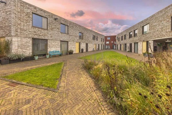 Comunidade Viva Moderna Cidade Holandesa Groningen Apartamentos Contemporâneos Residencial Baixo — Fotografia de Stock