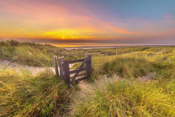 北海の海岸線の砂丘風景をトレイルします ウィク アーン 北オランダ オランダ ヨーロッパの自然海の風景 — ストック写真