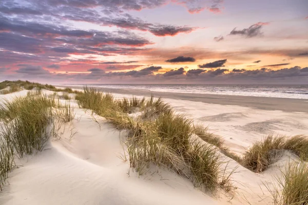 Sunset View Vanaf Duintop Noordzee Vanaf Het Eiland Ameland Friesland — Stockfoto