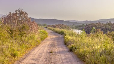 Lezbiyenler Adası 'ndaki nehir göçmen sezonunda kuş gözlemcileri tarafından çok tutulur. Yunanistan. Avrupa 'daki doğa manzarası.
