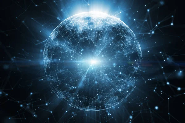Digital Glow Sphere Technology Cyberspace Network Kopírovat Pozadí Ilustrace Místa — Stock fotografie