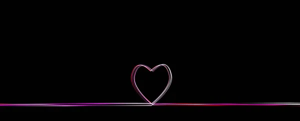 Сердце Нарисованное Бесконечными Белыми Красными Линиями Чистом Чёрном Фоне Копировального — стоковое фото