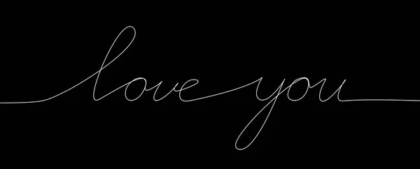 言葉のフレーズは きれいな黒の背景に1ストロークで手書きの愛 — ストック写真