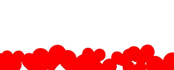 Vermelho Corações Grandes Parte Inferior Branco Limpo Cópia Espaço Ilustração Fotografias De Stock Royalty-Free