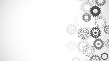 Cogs and gear wheel mechanisms. Concepts and ideas for hi-tech digital technology and engineering design. Abstract technical background of mechanical engineering. Vector illustration