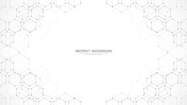 Geometrik şekilli ve altıgen desenli soyut bir arkaplan. Vektör illüstrasyonu