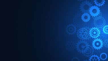 Cogs and gear wheel mechanisms. Concepts and ideas for hi-tech digital technology and engineering design. Abstract technical background of mechanical engineering. Vector illustration