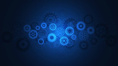 Cogs and gear wheel mechanisms. Concepts and ideas for hi-tech digital technology and engineering design. Abstract technical background of mechanical engineering. Vector illustration