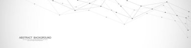 Soyut çokgen arkaplan ve noktaları ve satırları birleştiren web sitesi başlığı veya afiş tasarımı. Genel ağ bağlantısı. Metnin için pleksus arkaplanı ve alanı olan dijital teknoloji.