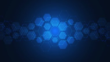 Geometrik şekilli ve altıgen desenli soyut bir arkaplan. Vektör illüstrasyonu