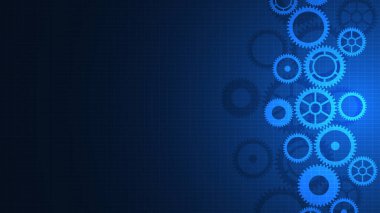 Cogs and gear wheel mechanisms. Concepts and ideas for hi-tech digital technology and engineering design. Abstract technical background of mechanical engineering. Vector illustration