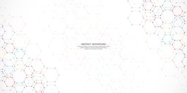 Geometrik şekilli ve altıgen desenli soyut bir arkaplan. Vektör illüstrasyonu