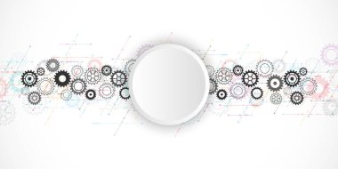 Cogs and gear wheel mechanisms. Concepts and ideas for hi-tech digital technology and engineering design. Abstract technical background of mechanical engineering. Vector illustration