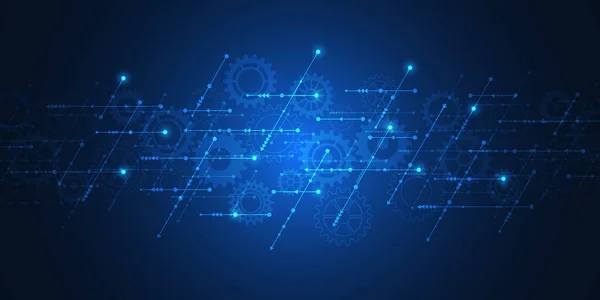 Okları ve çizgileri olan soyut teknoloji arka planı. Yüksek teknolojili dijital teknoloji ve mühendislik tasarımı kavramları ve fikirleri. Vektör illüstrasyonu