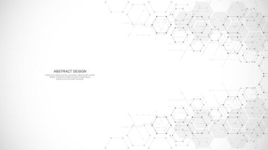 Geometrik şekilli ve altıgen desenli soyut bir arkaplan. Vektör illüstrasyonu