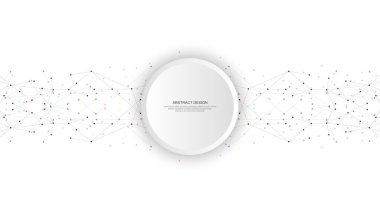 Noktaları ve çizgileri birleştirerek soyut arkaplan ve geometrik desen. Ağ konsepti, internet bağlantısı ve küresel iletişim. Vektör illüstrasyonu