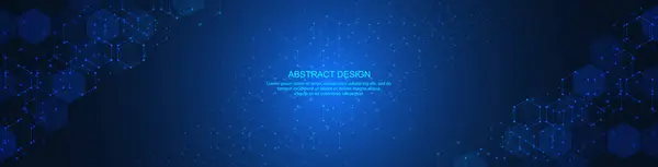 Sancak tasarımı veya başlığı için altıgenli soyut teknoloji arka planı ve geometrik desen. Vektör illüstrasyonu