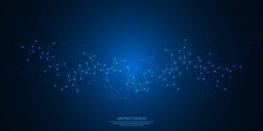 Abstract technology background with connecting the dots and lines. Global network connection, internet technology and digital communication concept. Vector illustration