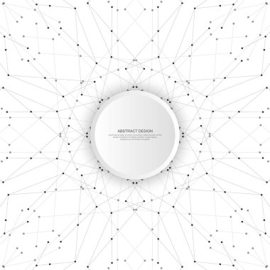 Noktaları ve çizgileri birleştiren soyut fraktal arkaplan ve geometrik desen. Vektör illüstrasyonu
