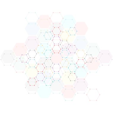 Geometrik şekilli ve altıgen desenli soyut bir arkaplan. Vektör illüstrasyonu