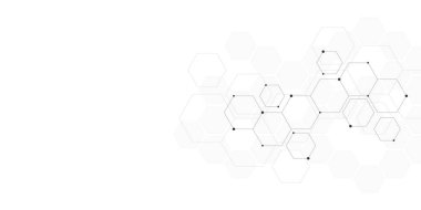 Altıgen deseninin vektör çizimi. Basit altıgen elementlere sahip geometrik soyut arkaplan. Tıp, teknoloji veya bilim tasarımı için yaratıcı bir fikir.