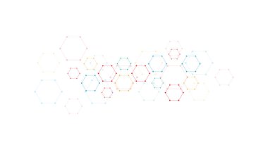 Altıgen deseninin vektör çizimi. Basit altıgen elementlere sahip geometrik soyut arkaplan. Tıp, teknoloji veya bilim tasarımı için yaratıcı bir fikir.