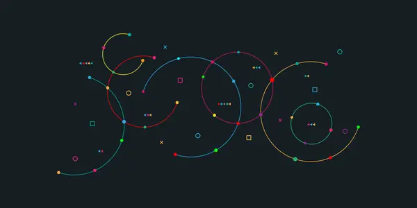 Pleksus daireli soyut geometrik arkaplan. Minimalist tasarımın vektör illüstrasyonu.