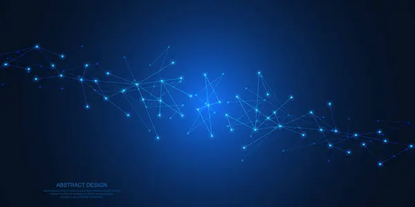 Abstract technology background with connecting the dots and lines. Global network connection, internet technology and digital communication concept. Vector illustration