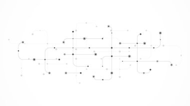 Entegre devre ve ağ iletişim elemanlarıyla dijital teknoloji kavramı. Vektör illüstrasyonu
