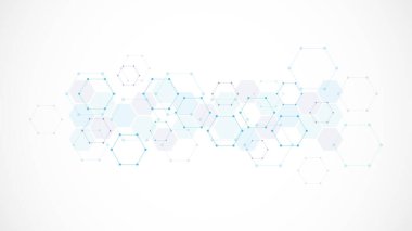 Altıgen deseninin vektör çizimi. Basit altıgen elementlere sahip geometrik soyut arkaplan. Tıp, teknoloji veya bilim tasarımı için yaratıcı bir fikir.