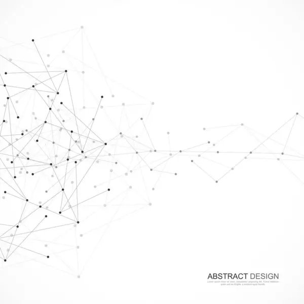 Noktaları ve çizgileri birleştirerek minimalist tasarımın vektör çizimi. Bilim ve teknoloji kavramının soyut geometrik arkaplanı.