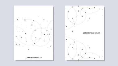 Soyut geometrik arka planı olan modern tasarımın yaratıcı fikri. Dairesel desenli minimalist vektör dokusu. Kapak broşürü, tasarımı, broşürü, kitabı, afişi için şablon.