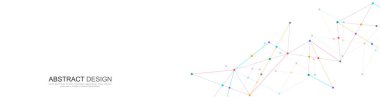 Sancak tasarımı veya başlık için nokta ve çizgileri birleştirerek soyut vektör arkaplanı ve geometrik desen. Modern tasarım için minimalist vektör dokusu.