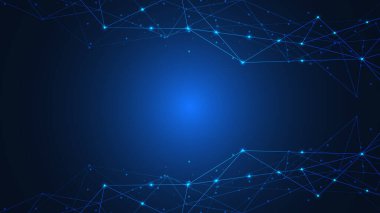 Noktaları ve çizgileri birleştiren soyut teknoloji geçmişi. Küresel ağ bağlantısı, İnternet teknolojisi ve dijital iletişim kavramı.