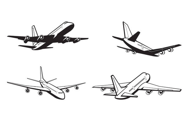 Passenger airplane in flight  vector illustration