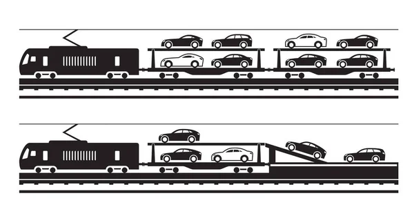 Railway Car Transporter Vector Illustration — Stock Vector