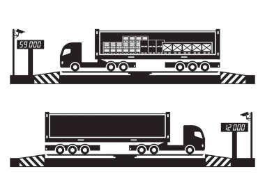 Ağırlık köprüsü vektör illüstrasyonunda kamyon